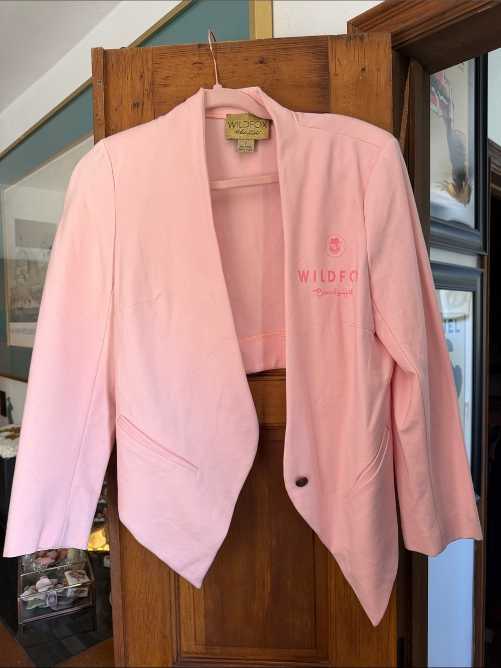 Wildfox Light Pink Open Front Blazer Jacket